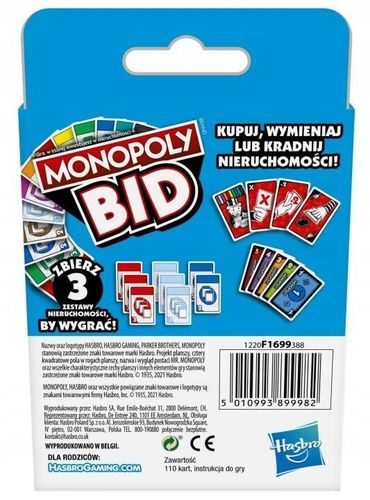 2w1 MONOPOLY BID HASBRO gra planszowa karciana + HEDBANZ JUNIOR Classic PL na Arena.pl