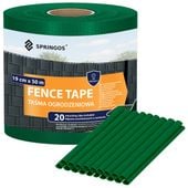 Taśma ogrodzeniowa 19 cm x 50 m osłona na ogrodzenie panelowe + klipsy 20 szt. ciemnozielona