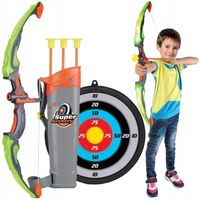 ŁUK DLA DZIECI ZESTAW Z TARCZĄ STRZAŁAMI KOŁCZANEM BEZPIECZNY ŚWIECĄCY DUŻY