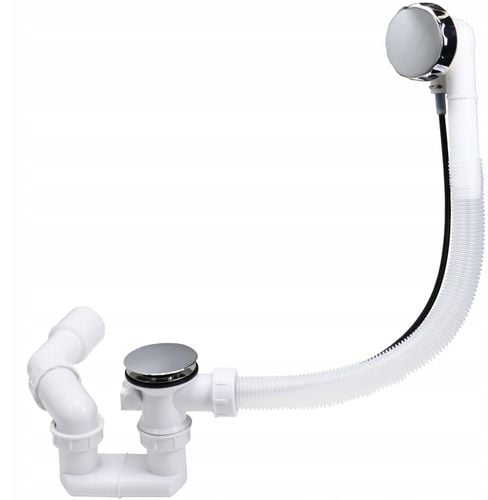 Syfon wannowy chrom z przelewem automatyczny do wanny na pokrętło niski na Arena.pl