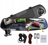 REJESTRATOR SAMOCHODOWY JAZDY KAMERA FUL HD PRZÓD TYŁ COFANIA LUSTERKO