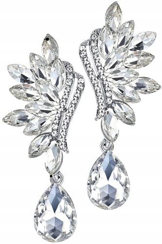 Kolczyki Srebrne Wiszące Cyrkonie Kryształki Boho  F41_Srebrny na Arena.pl