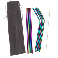 Słomki wielorazowe stalowe metalowe 8szt tęczowe