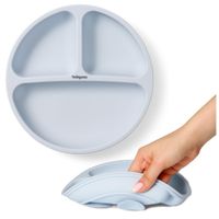 BABYONO Talerzyk silikonowy z przyssawką 3 przegródki niebieski