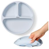 BABYONO Talerzyk silikonowy z przyssawką 3 przegródki niebieski