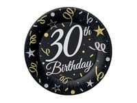 Talerzyki, B&C 30 Birthday, 18 cm, 8 szt.