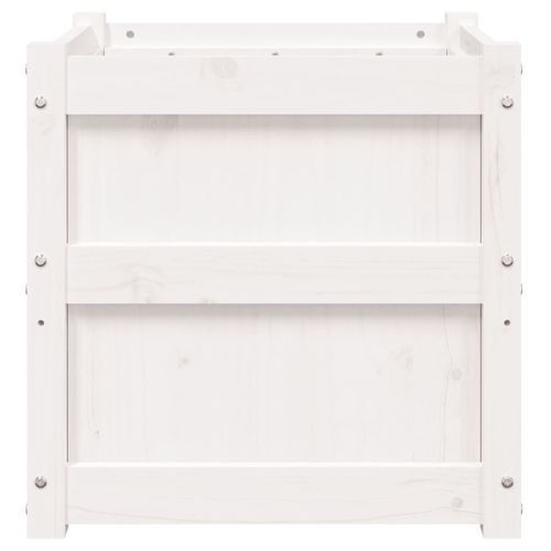 Donica ogrodowa, biała, 50x50x50 cm, lite drewno sosnowe na Arena.pl