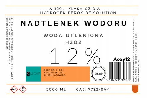 Nadtlenek wodoru 12%. Woda utleniona 12%. 5000 ml. na Arena.pl