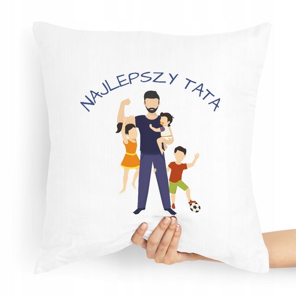 Poduszka Prezent Dla Taty Ojca Najlepszy Tata Z Nadrukiem Ze Zdjęciem zdjęcie 1