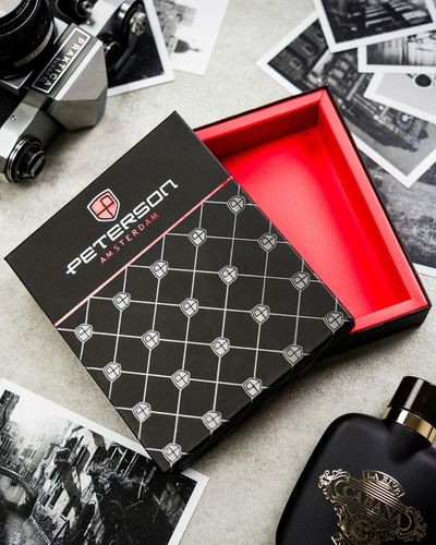 Portfel męski skórzany mały PETERSON ochrona RFID na karty pudełko prezent na Arena.pl