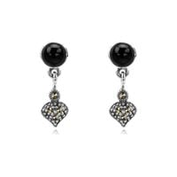 srebrne kolczyki markazyty i onyks - kdm2877