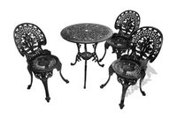 ZESTAW NR 03 - STÓŁ Ø 66 CM + 3 KRZESŁA LEKKIE MEBLE OGRODOWE NA TARAS PATIO BALKON ELEGANCKIE RETRO