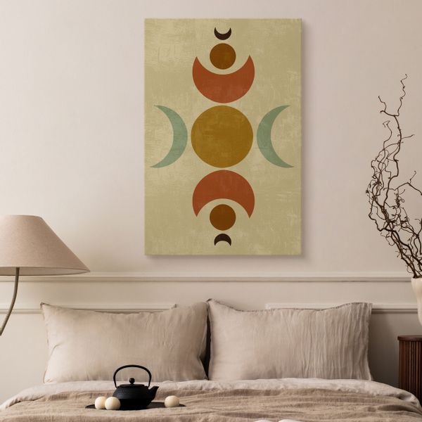 Obraz Na Płótnie Do Sypialni Księżyce Azteckie Wzory Styl Boho 80cm x 120cm zdjęcie 5