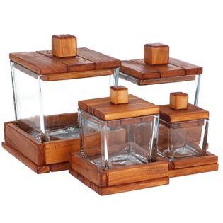 Zestaw szkatułek drewniano-szklanych Wooden Manufacture. Producent