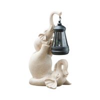 Figurka ogrodowa słoń z lampą solarną rzeźba żywiczna beżowa LED 25cm