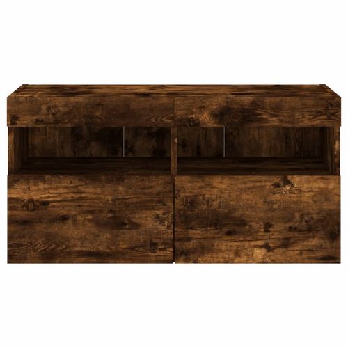 Ścienna szafka TV z LED, przydymiony dąb, 80x30x40 cm na Arena.pl