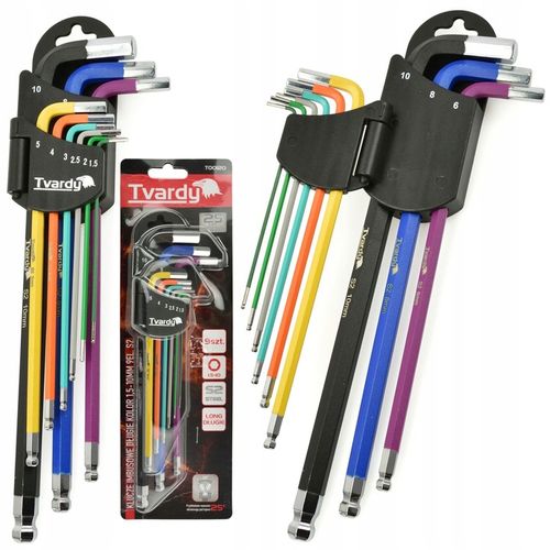 TVARDY ZESTAW KLUCZE IMBUSOWE IMBUSY DŁUGIE HEX 1.5-10mm 9sztuk KOLOR na Arena.pl