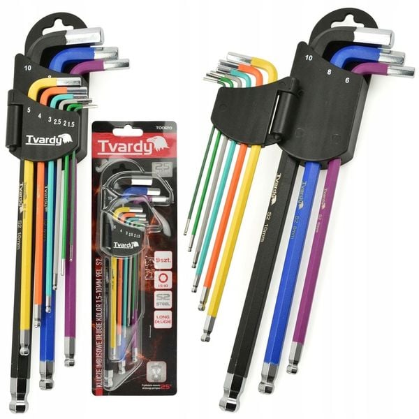 TVARDY ZESTAW KLUCZE IMBUSOWE IMBUSY DŁUGIE HEX 1.5-10mm 9sztuk KOLOR zdjęcie 10