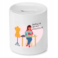 Skarbonka Dla Krawcowej Krawca Zaufaj Mi Jestem Z Nadrukiem Ze Zdjęciem