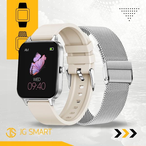 SMARTWATCH ZEGAREK DAMSKI ROZMOWY MENU PL PULS SMART WATCH SREBRNY 2 PASKI zdjęcie 7