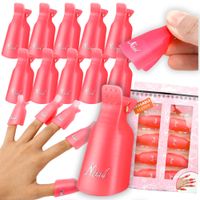 komplet 10x zaciski klipsy do paznokci usuwanie hybryd żel lakier czerwone