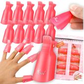 komplet 10x zaciski klipsy do paznokci usuwanie hybryd żel lakier czerwone