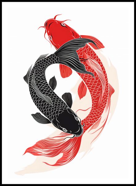 Plakat 64x90cm Yin i Yang Koi zdjęcie 3