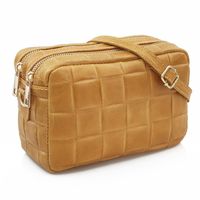 VERA PELLE torebka skórzana listonoszka pleciona z paskiem V470 musztardowa