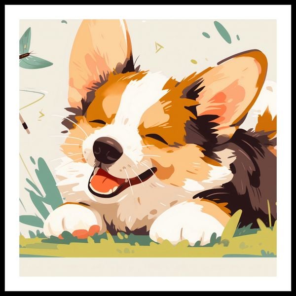 Plakat 80x80cm Beztroski Corgi zdjęcie 3