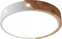 LAMPA SUFITOWA PLAFON LED DREWNO OKRĄGŁY BIAŁY NOWOCZESNY 24W 3000K