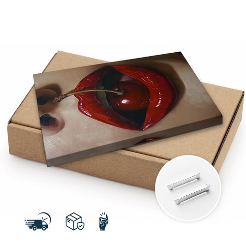 Obraz Czerwone Usta Kobiecy Portret Wiśnia Do Sypialni 80cm x 120cm na Arena.pl