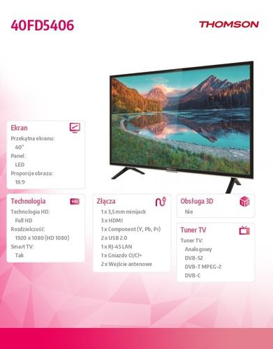 Thomson Telewizor 40 LED 40FD5406 na Arena.pl