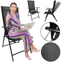 MOCNE SKŁADANE KRZESŁO OGRODOWE REGULOWANE TARAS BORNEO CZARNE