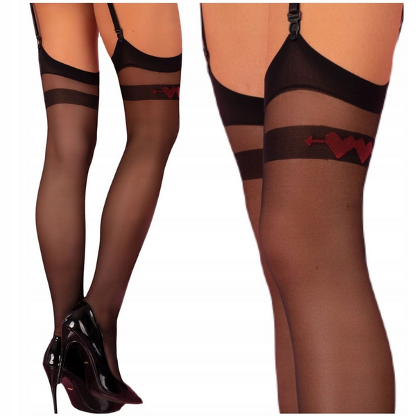 Czarne Pończochy Z Serduszkami - Erimys LivCo Corsetti S zdjęcie 1