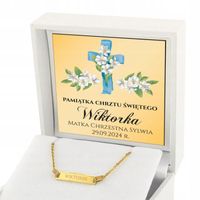 Złota Bransoletka 585 Pamiątka Chrztu dla Chłopca Grawer na Chrzest