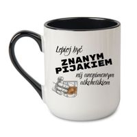 KUBEK "LEPIEJ BYĆ ZNANYM PIJAKIEM NIŻ ANONIMOWYM ALKOHOLIKIEM" Wzór - Elegant Coffee Czarny 330 ml