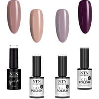 4x NTN Lakier Hybrydowy 5g Matowy Manicure ZESTAW 4w1 Brązowy Brown