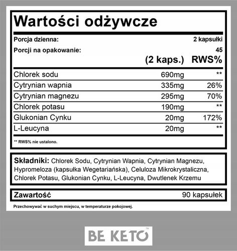 BeKeto Keto Elektrolity Ketolytes 90 kapsułek na Arena.pl