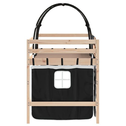 Dziecięce łóżko na antresoli, z tunelem, biało-czarne, 80x200cm na Arena.pl