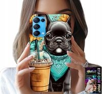 ETUI DO OPPO RENO5 4G 5G - BULDOG COFFI LOVE, SŁONECZNIKI, PSI CASE
