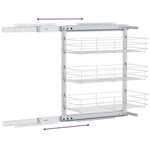 3-poziomowy wysuwany kosz druciany, srebrny, 47x25x56 cm na Arena.pl