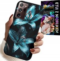 ETUI DO SAMSUNG NOTE 20 ULTRA - TURKUSOWE LILIE KWIATY OBUDOWA + FOLIA