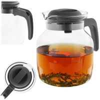 Dzbanek Do Herbaty Kawy Szklany 1,5L Żaroodporny Na Napoje Z Pokrywą Szary