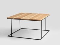Stół drewniany kawowy WALT SOLID WOOD 80 - dąb, czarny, stolik do sofy