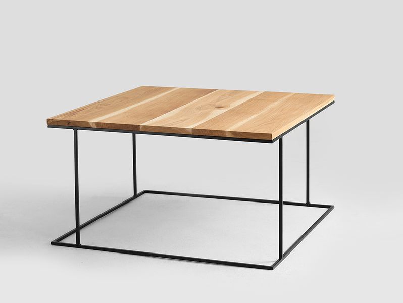 Stół drewniany kawowy WALT SOLID WOOD 80 - dąb, czarny, stolik do sofy zdjęcie 1