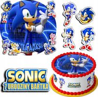 ZESTAW OPŁATEK NA TORT 20CM + 17 POSTACI - SONIC BAJKA + IMIĘ 15CM 18CM