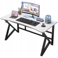 BIURKO KOMPUTEROWE BIAŁE GAMINGOWE NOWOCZESNE DLA GRACZA SOLIDNE