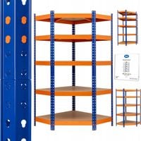 Regał magazynowy metalowy narożny MOCNY 5x265 kg nitowy lakierowany