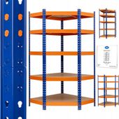 Regał magazynowy metalowy narożny MOCNY 5x265 kg nitowy lakierowany