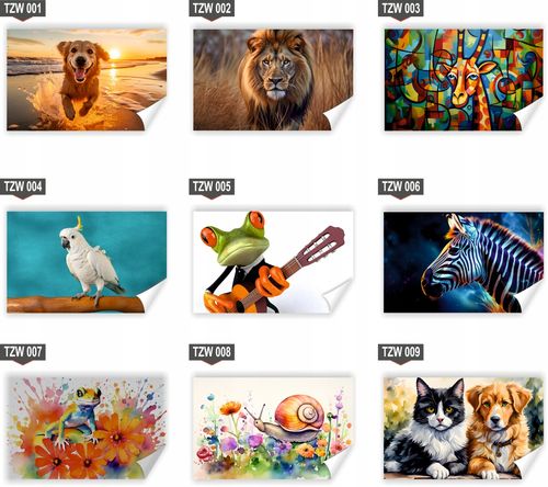 Fototapeta PREMIUM STRUKTURA ZMYWALANA POD WYMIAR Akwarela z kotem i psem na Arena.pl